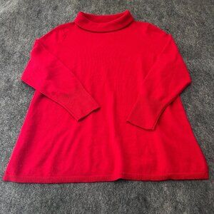 Talbots 100% cashmere red mockneck split hem pullover sweater Womens 2X